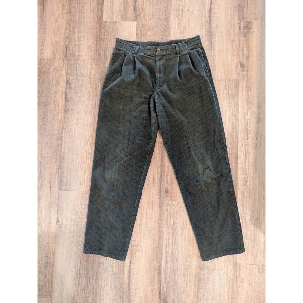 Pendleton Corduroy Pants Mens 36x30 Olive Green Pleated Relaxed 100% Cotton